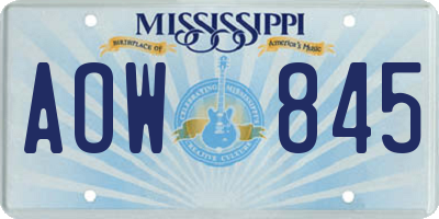 MS license plate AOW845