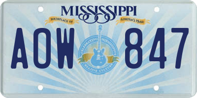 MS license plate AOW847