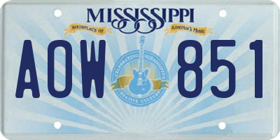 MS license plate AOW851