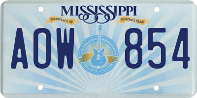 MS license plate AOW854