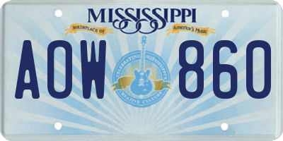 MS license plate AOW860