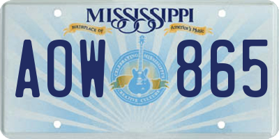 MS license plate AOW865