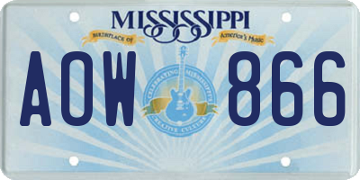 MS license plate AOW866