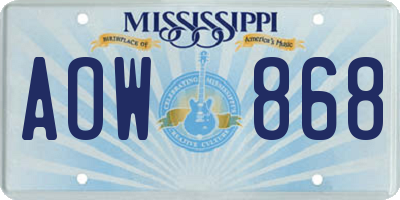 MS license plate AOW868