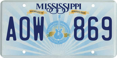MS license plate AOW869