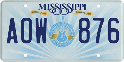 MS license plate AOW876