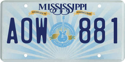 MS license plate AOW881