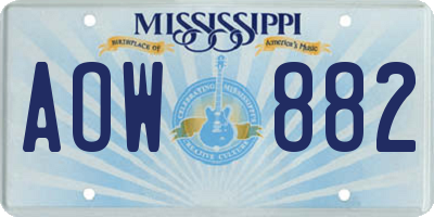 MS license plate AOW882