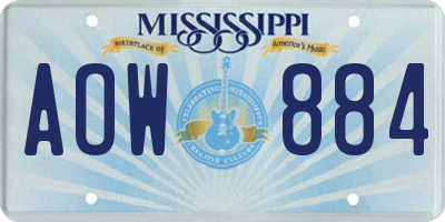 MS license plate AOW884