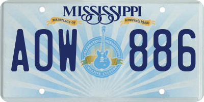MS license plate AOW886