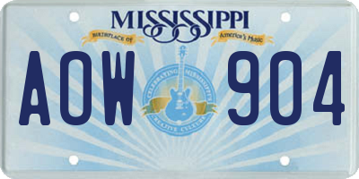 MS license plate AOW904
