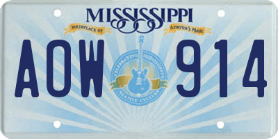 MS license plate AOW914