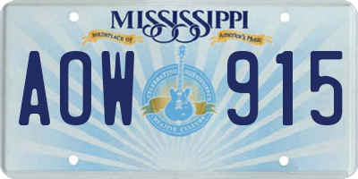 MS license plate AOW915