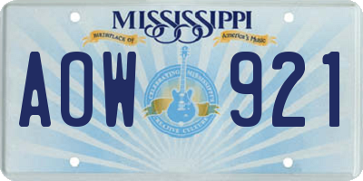 MS license plate AOW921