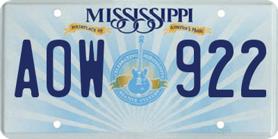 MS license plate AOW922