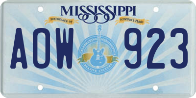 MS license plate AOW923