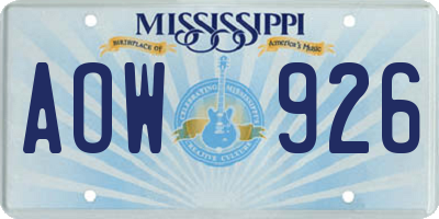 MS license plate AOW926