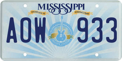 MS license plate AOW933