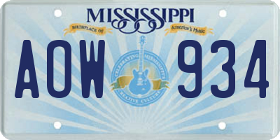MS license plate AOW934