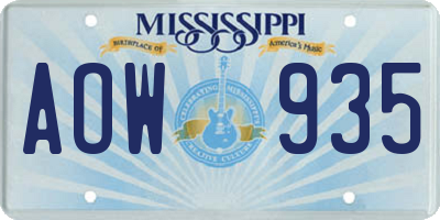 MS license plate AOW935