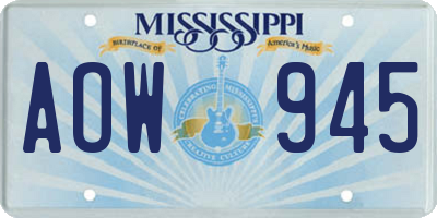 MS license plate AOW945