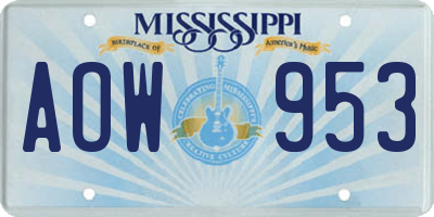 MS license plate AOW953