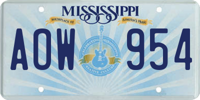 MS license plate AOW954