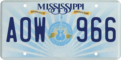 MS license plate AOW966