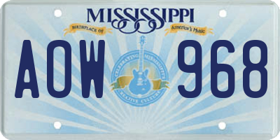 MS license plate AOW968
