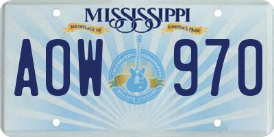 MS license plate AOW970