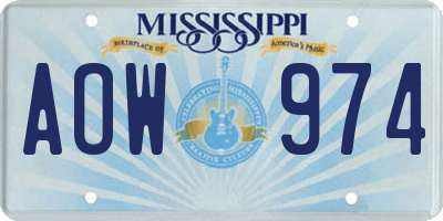 MS license plate AOW974