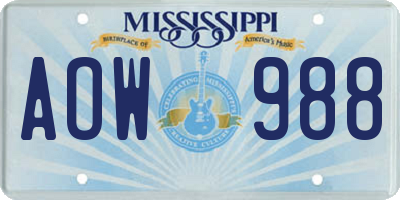 MS license plate AOW988