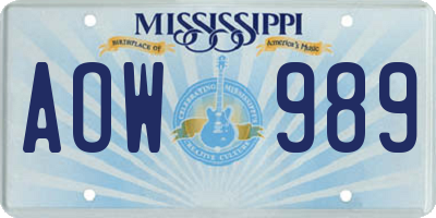 MS license plate AOW989