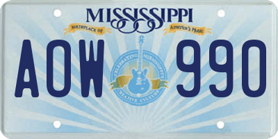 MS license plate AOW990