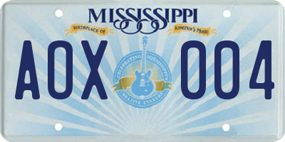 MS license plate AOX004