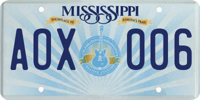 MS license plate AOX006