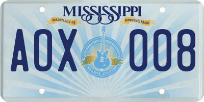 MS license plate AOX008