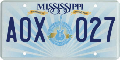 MS license plate AOX027
