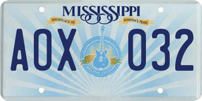 MS license plate AOX032