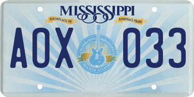 MS license plate AOX033