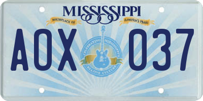 MS license plate AOX037