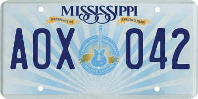 MS license plate AOX042