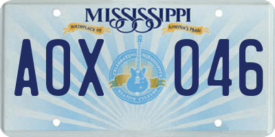 MS license plate AOX046