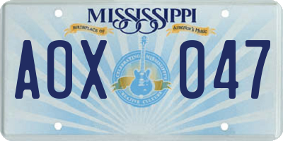 MS license plate AOX047