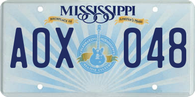 MS license plate AOX048