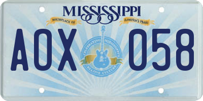 MS license plate AOX058