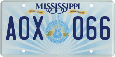 MS license plate AOX066