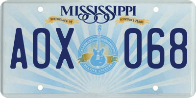 MS license plate AOX068