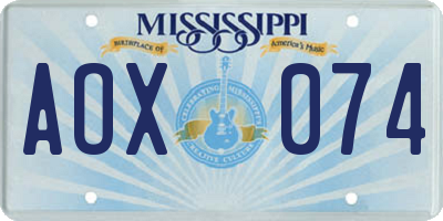 MS license plate AOX074