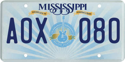 MS license plate AOX080